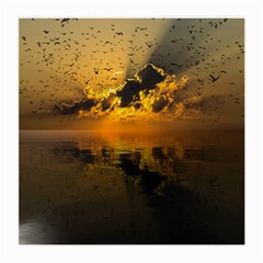 Sunset Reflection Birds Clouds Sky Medium Glasses Cloth by HermanTelo