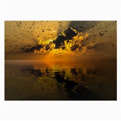 Sunset Reflection Birds Clouds Sky Large Glasses Cloth (2-side) by HermanTelo