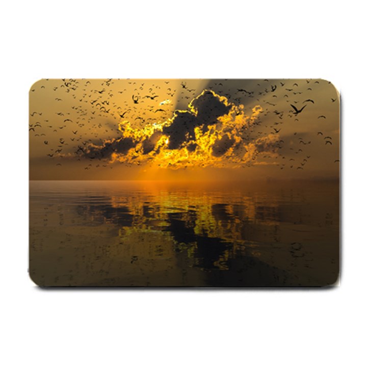 Sunset Reflection Birds Clouds Sky Small Doormat 