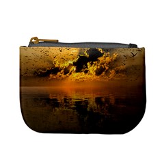 Sunset Reflection Birds Clouds Sky Mini Coin Purse by HermanTelo