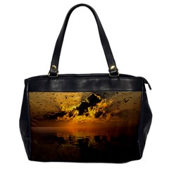 Sunset Reflection Birds Clouds Sky Oversize Office Handbag by HermanTelo