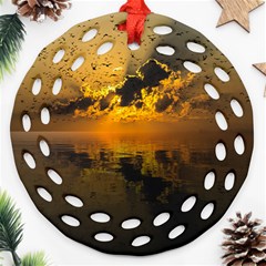 Sunset Reflection Birds Clouds Sky Ornament (round Filigree)