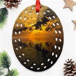 Sunset Reflection Birds Clouds Sky Ornament (Oval Filigree) Front