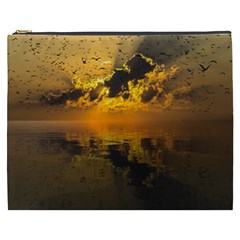 Sunset Reflection Birds Clouds Sky Cosmetic Bag (xxxl) by HermanTelo