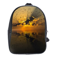 Sunset Reflection Birds Clouds Sky School Bag (xl)