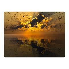 Sunset Reflection Birds Clouds Sky Double Sided Flano Blanket (mini)  by HermanTelo