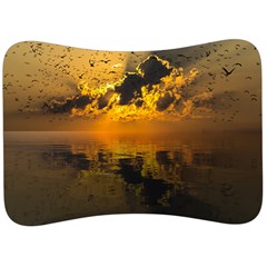 Sunset Reflection Birds Clouds Sky Velour Seat Head Rest Cushion by HermanTelo