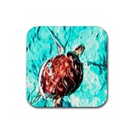 Tortoise Marine Animal Shell Sea Rubber Coaster (Square)  Front