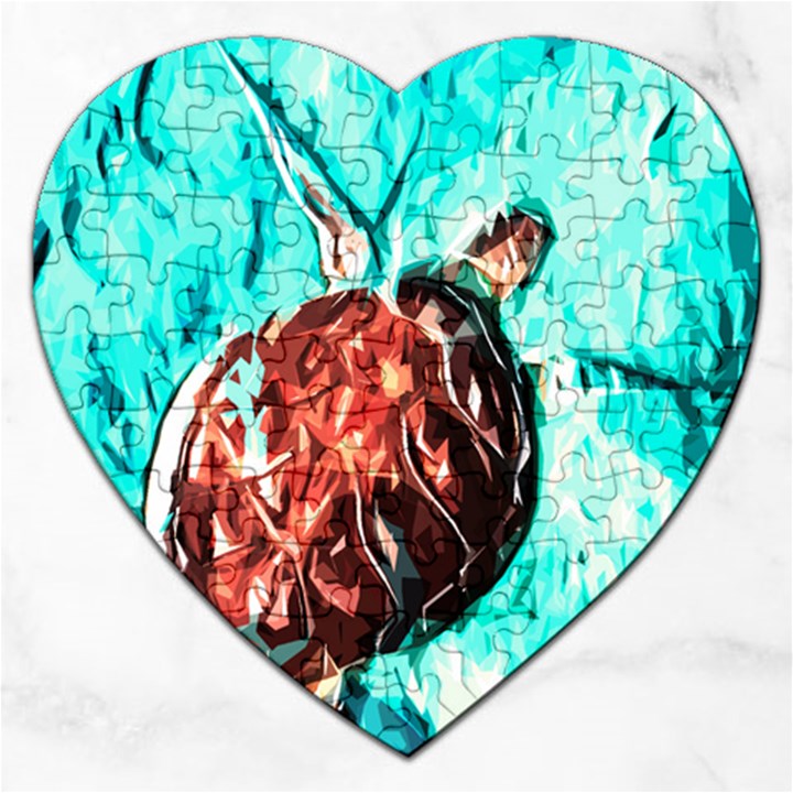 Tortoise Marine Animal Shell Sea Jigsaw Puzzle (Heart)