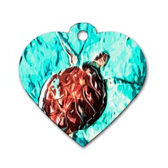 Tortoise Marine Animal Shell Sea Dog Tag Heart (one Side)