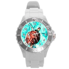 Tortoise Marine Animal Shell Sea Round Plastic Sport Watch (l)