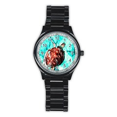 Tortoise Marine Animal Shell Sea Stainless Steel Round Watch