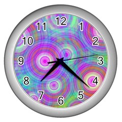 Circle Colorful Pattern Background Wall Clock (silver) by HermanTelo