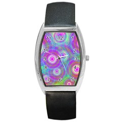 Circle Colorful Pattern Background Barrel Style Metal Watch