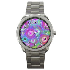 Circle Colorful Pattern Background Sport Metal Watch