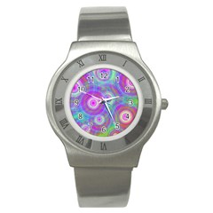 Circle Colorful Pattern Background Stainless Steel Watch