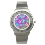 Circle Colorful Pattern Background Stainless Steel Watch Front