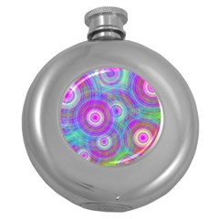 Circle Colorful Pattern Background Round Hip Flask (5 Oz)