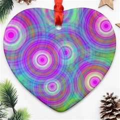 Circle Colorful Pattern Background Heart Ornament (two Sides) by HermanTelo