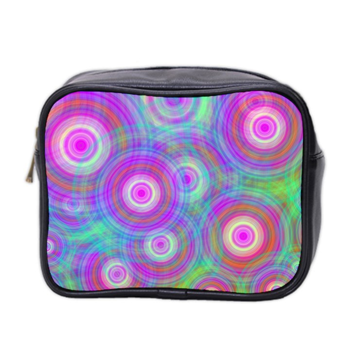 Circle Colorful Pattern Background Mini Toiletries Bag (Two Sides)