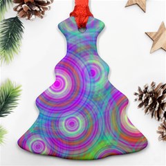 Circle Colorful Pattern Background Christmas Tree Ornament (two Sides)