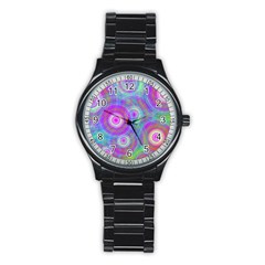 Circle Colorful Pattern Background Stainless Steel Round Watch