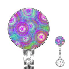 Circle Colorful Pattern Background Stainless Steel Nurses Watch