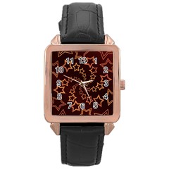 Gold Stars Spiral Chic Rose Gold Leather Watch 