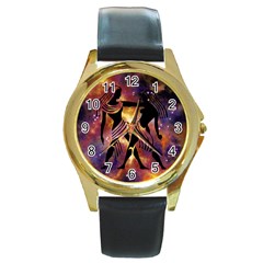 Zodiac Horoscope Astrology Round Gold Metal Watch by HermanTelo