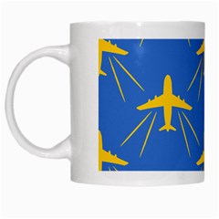 Aircraft Texture Blue Yellow White Mugs by HermanTelo