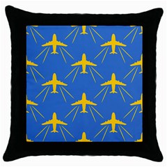 Aircraft Texture Blue Yellow Throw Pillow Case (black)