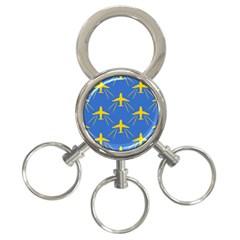 Aircraft Texture Blue Yellow 3-ring Key Chains by HermanTelo