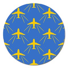 Aircraft Texture Blue Yellow Magnet 5  (round)