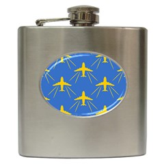 Aircraft Texture Blue Yellow Hip Flask (6 Oz)