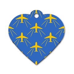 Aircraft Texture Blue Yellow Dog Tag Heart (two Sides)