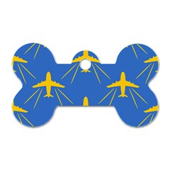 Aircraft Texture Blue Yellow Dog Tag Bone (one Side)