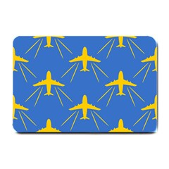 Aircraft Texture Blue Yellow Small Doormat  by HermanTelo