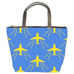 Aircraft Texture Blue Yellow Bucket Bag