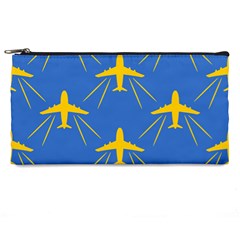 Aircraft Texture Blue Yellow Pencil Cases by HermanTelo