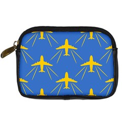 Aircraft Texture Blue Yellow Digital Camera Leather Case by HermanTelo