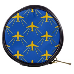 Aircraft Texture Blue Yellow Mini Makeup Bag