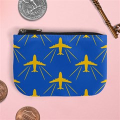 Aircraft Texture Blue Yellow Mini Coin Purse