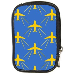 Aircraft Texture Blue Yellow Compact Camera Leather Case by HermanTelo