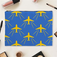 Aircraft Texture Blue Yellow Cosmetic Bag (xl) by HermanTelo