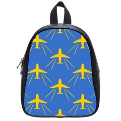 Aircraft Texture Blue Yellow School Bag (small)