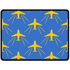 Aircraft Texture Blue Yellow Fleece Blanket (large) 