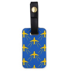 Aircraft Texture Blue Yellow Luggage Tags (one Side) 