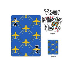 Aircraft Texture Blue Yellow Playing Cards Double Sided (mini)