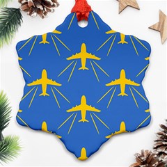 Aircraft Texture Blue Yellow Snowflake Ornament (two Sides)