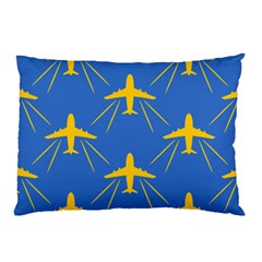 Aircraft Texture Blue Yellow Pillow Case (two Sides)